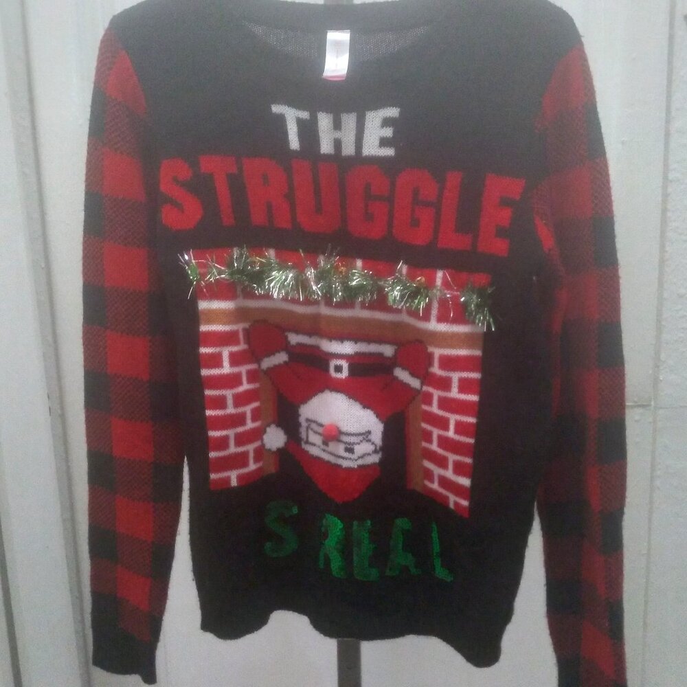 Women's Sz. Lg.11-13 Acrylic NB Cute/Ugly Christmas Sweater, Preowned